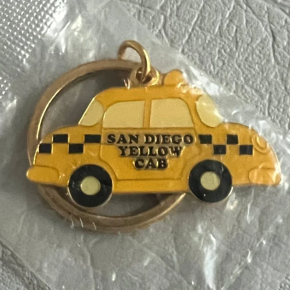 Yellow Cab Keychain San‎ Diego Advertising Keyring Vintage New